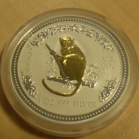 Australie 1$ Lunar 1 Année du singe doré 2004 argent 99.9% 1 oz