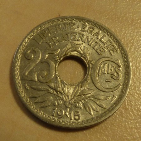 France 25 centimes 1915 Lindauer nickel 5g (SUP+)