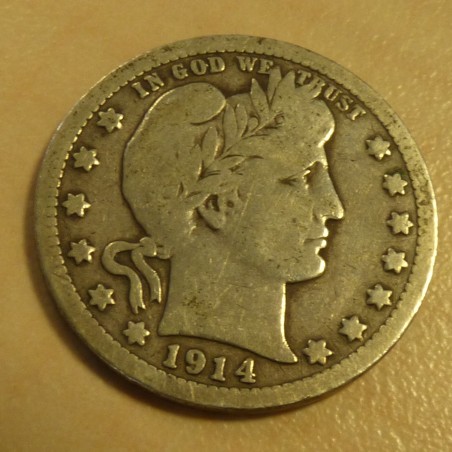 US Quarter Dollar (1/4 $) BARBER 1914 silver 90% (6 g) F+