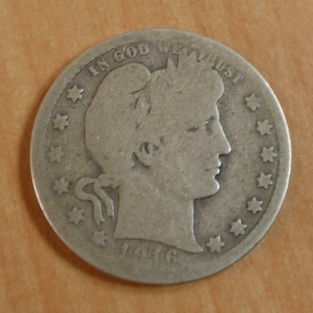 US Quarter Dollar (1/4 $) BARBER 1916 silver 90% (6 g) F