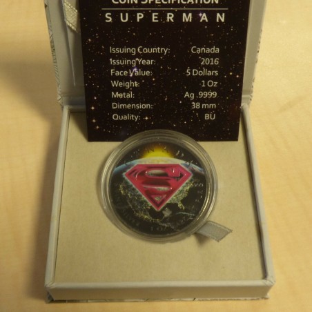 Canada 5$ Superman Earth 2016 Ruthenium plated silver 99.99% 1 oz