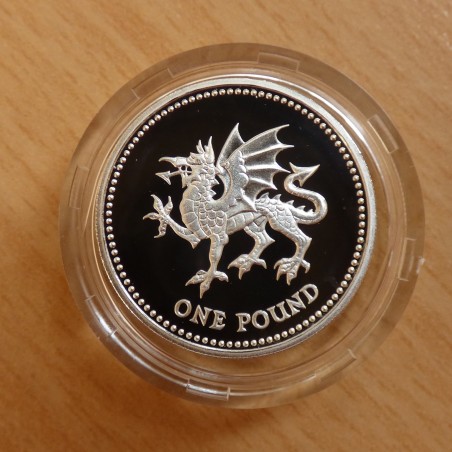 UK 1£ Welsh Dragon 1995 PROOF silver 92.5% (9.5 g) in capsule