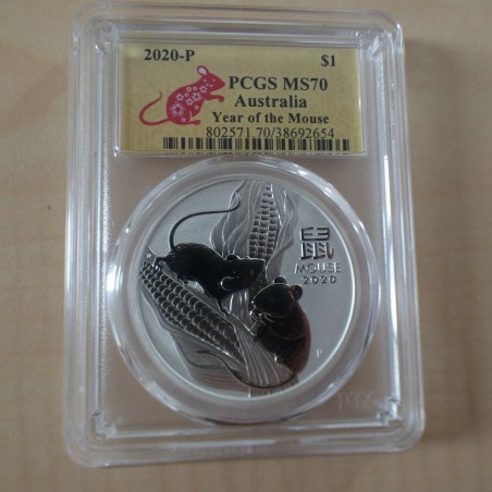 Australia 1$ Lunar 3 "Year of the Mouse" 2020 MS70 silver 99.9% 1 oz