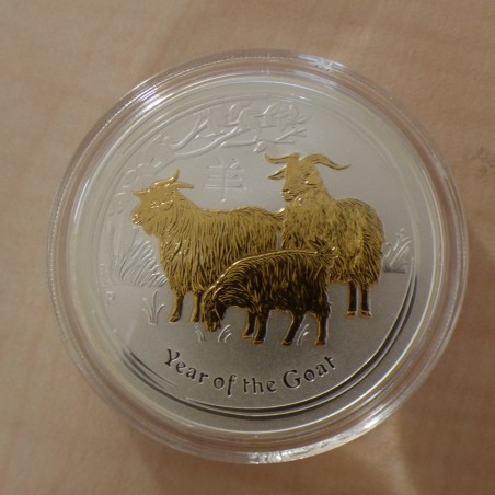 Australia 1$ "Year of the Sheep" 2015 gilded silver 99.9% 1 oz