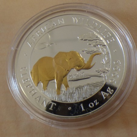 Somalia 100 schillings Elephant 2019 gilded silver 99.9% 1 oz