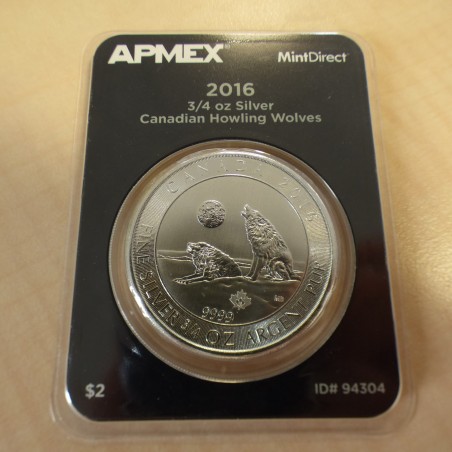 Canada 2$ Loup 2016 en argent 99.99% 0.75 oz sous APMEX MintDirect