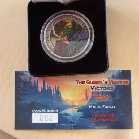 Saint Helena 1£ 2021 Victory Through Harmony antique finish colored silver 99.9% 1 oz+CoA+Box