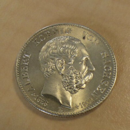 Allemagne Saxe 2 mark 1902 E ALBERT en argent 90% (11.11 g) SUP+/SPL