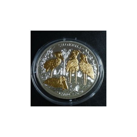 Rwanda 1000 francs Shoebill 2009 PROOF doré en argent 99.9% 3 oz +diamants+capsule+CoA