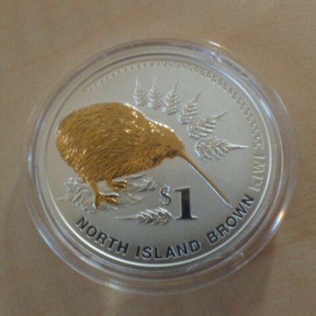 Nouvelle Zélande 1$ Kiwi 2006 doré en argent 99.9% 1 oz (rare)