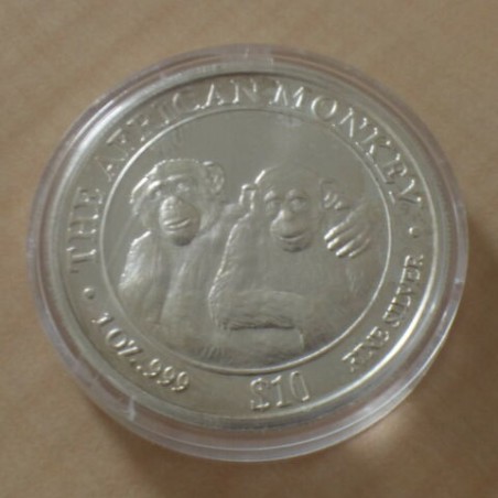 Somalia 10$ African Monkey 2000 silver 99.9% 1 oz