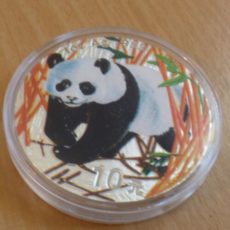 China 10 yuans Panda 2001 colored silver 99.9% 1 oz
