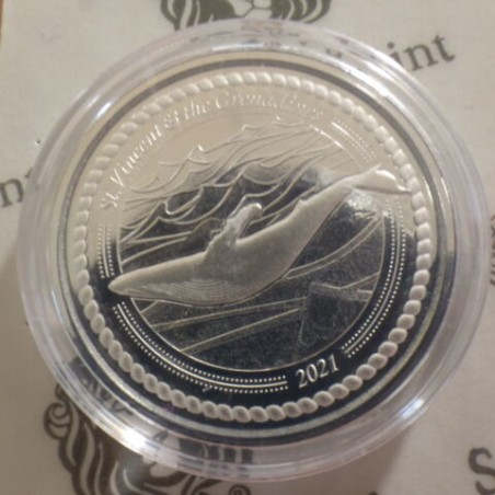 Eastern Carribean 2$ 2021 St Vincent & Grenadines Whale silver 99.9% 1 oz