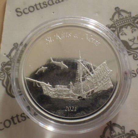 Eastern Carribean 2$ 2021 Cate Ship St Kitts & Nevis silver 99.9% 1 oz