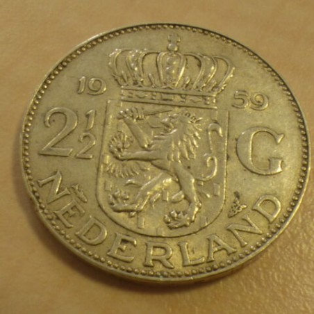 Pays Bas 2 1/2 Gulden Juliana 1959 TTB+ argent 72% (15 g)
