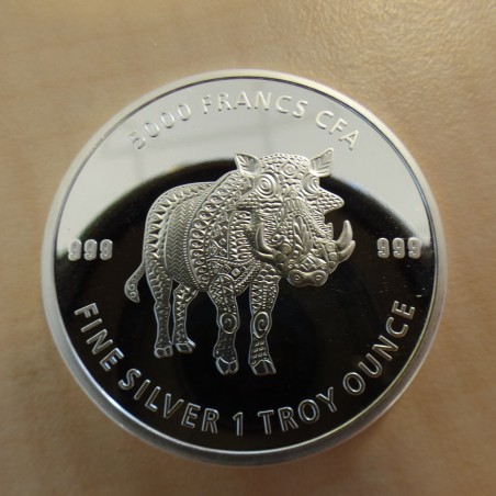 Tchad 5000 CFA Mandala Warthog 2021 silver 99.9% 1oz