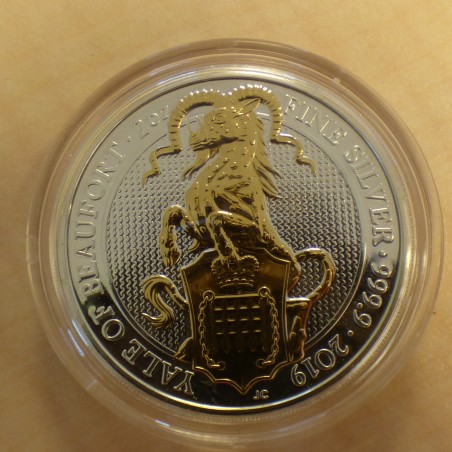UK 5£ 2019 Yale of Beaufort gilded silver 99.9% 2 oz