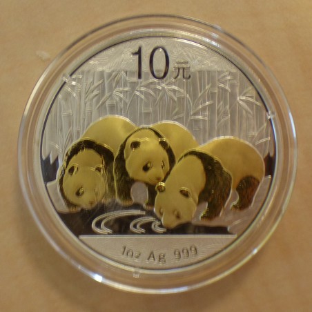 China 10 yuans Panda 2013 gilded silver 99.9% 1 oz