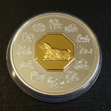 Canada 15$ Année du Lapin 1999 PROOF doré en argent 92.5% (33.6 g)+CoA