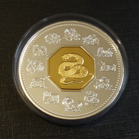 Canada 15$ Année du Serpent 2001 PROOF doré en argent 92.5% (33.6 g)+CoA