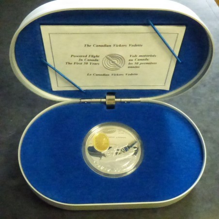 Canada 20$ 1994 Canadian Vickers PROOF gilded silver 92.5% 31.1g+Box+CoA