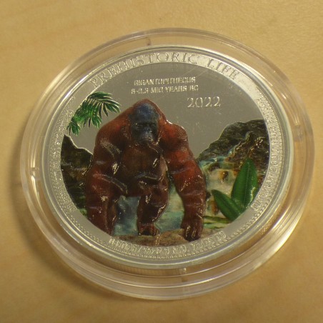 Congo 20 francs Gigantopithecus 2022 coloré argent 99.9% 1 oz