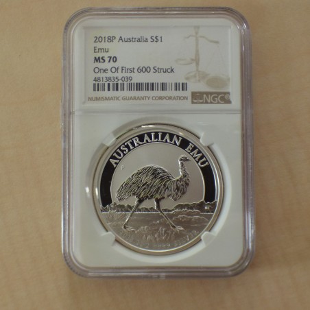 Australia 1$ EMU 2018 NGC MS70 silver 99.9% 1 oz (Scarce)