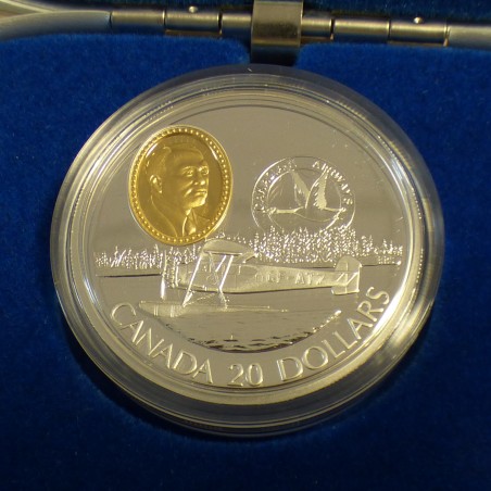 Canada 20$ 1993 Fairchild 71C PROOF gilded silver 92.5% (31.1g)+Box+CoA