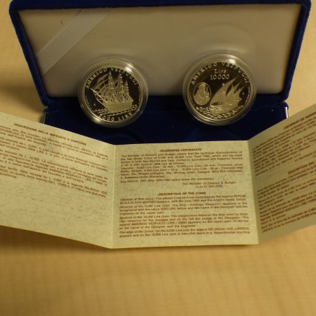 San Marino 5000 & 10000 lira 1995 Amerigo Vespucci PROOF silver 92.5% (18+22g)