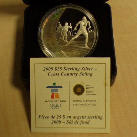 Canada 25$ 2009 Vancouver Olympic 2010 Cross Country Hologram PROOF silver 92.5% (27.8g)+Box+CoA