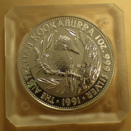 Australia 5$ Kookaburra 1991 silver 99.9% 1 oz in original capsule