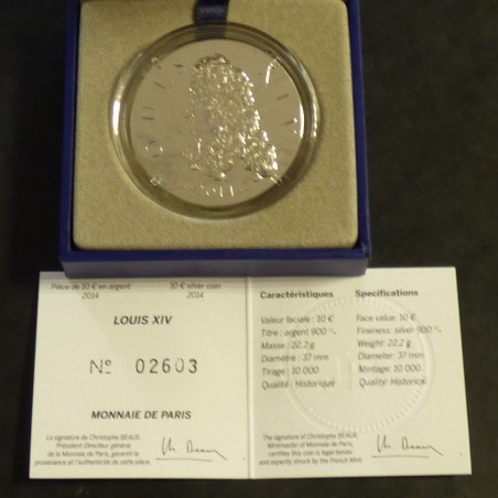 France 10 euro 2014 Louis XIV silver 90% (22.2 g)