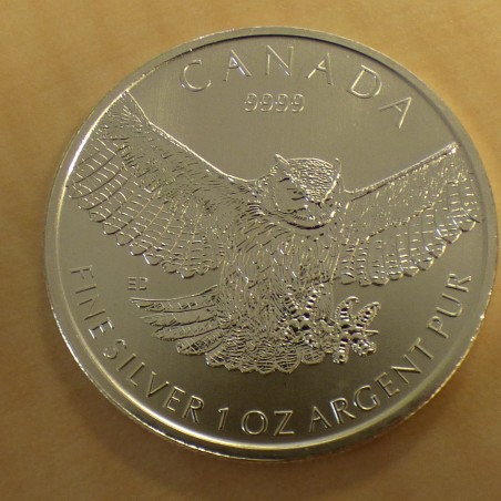 Canada 5$ Oiseaux de proie Grande Chouette 2015 en argent 99.99% 1 oz