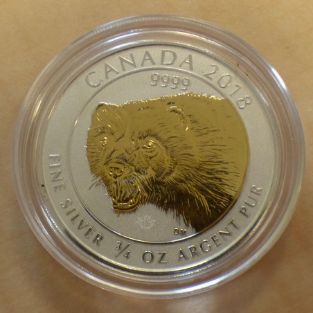 Canada 2$ Louve 2018 doré en argent 99.99% 0.75 oz