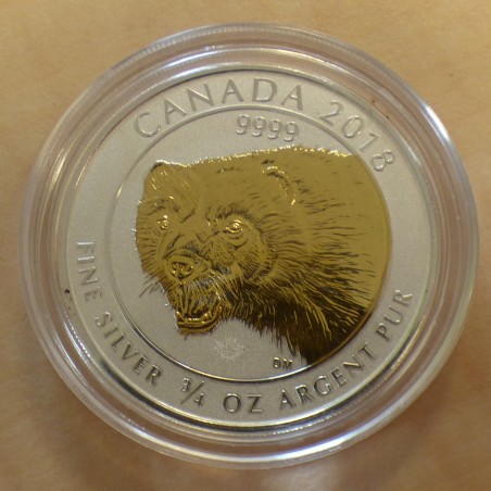 Canada 2$ Wolverine 2018 gilded silver 99.99% 0.75 oz