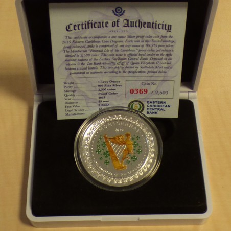 Eastern Caribbean  2$ 2019 Montserrat colored silver 99.9% 1 oz