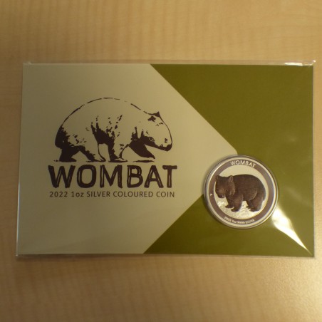 Australia 1$ Wombat 2022 colored silver 99.9% 1 oz + Blister