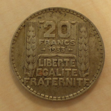France 20 Francs TURIN 1932 TTB en argent 68% 20g