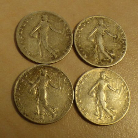 Lot 4 pièces France 50 centimes 1908/1913/1916/1918 argent 83.5% (4*2.5g)