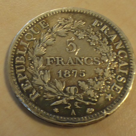 France 5 Francs Hercule 1875-A F+ silver 90% (25 g)
