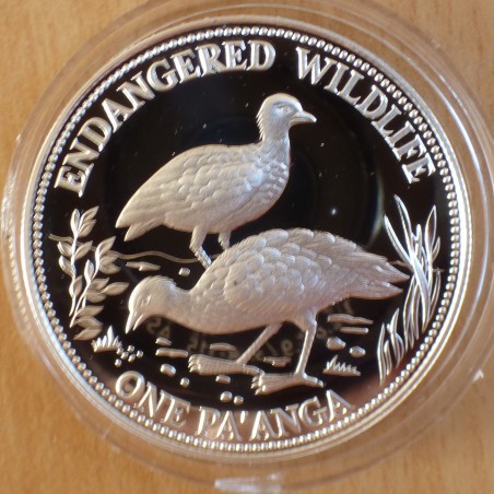 Tonga 1 pa'anga 1991 Endangered Wildlife Megapode Pritchard PROOF silver 92.5% (31.5 g)