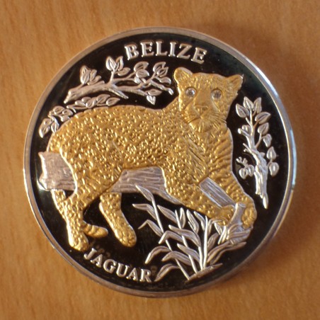 Liberia 10$ 2005 Jaguar PROOF gilded silver 99.9% (20 g)