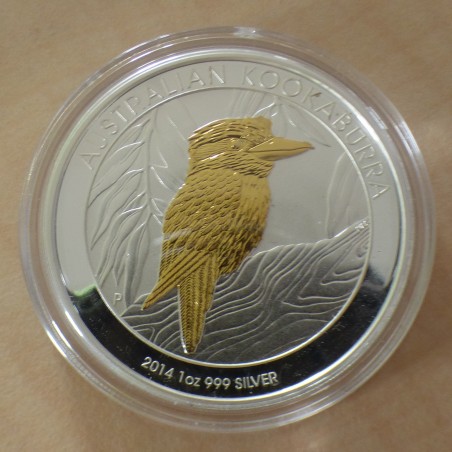 Australia 1$ Kookaburra 2014 gilded silver 99.9% 1 oz