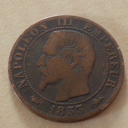 France 5 centimes 1853-D Bronze 5g (F)