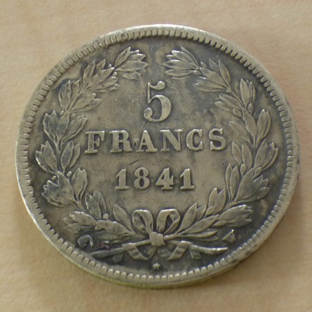 France 5 Francs 1841-W silver 90% (25 g) F