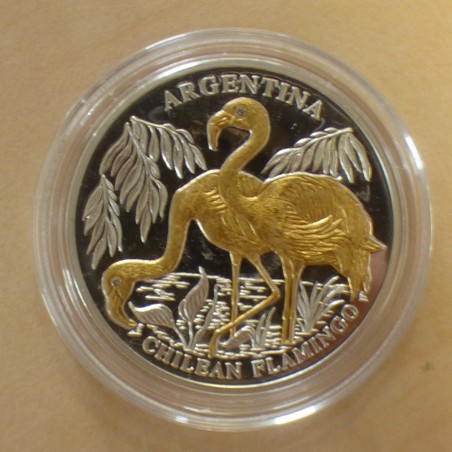 Liberia 10$ 2005 Flamingo PROOF gilded silver 99.9% (20 g)