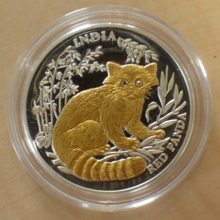 Liberia 10$ 2005 Red Panda PROOF gilded silver 99.9% (20 g)