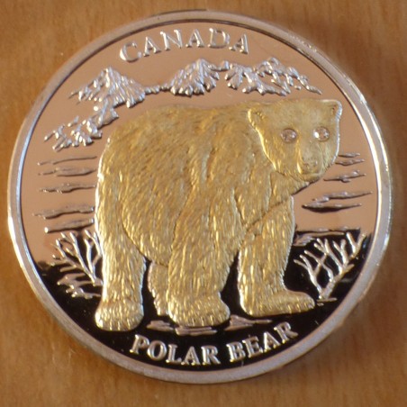 Liberia 10$ 2004 Polar Bear PROOF gilded silver 99.9% (20 g)