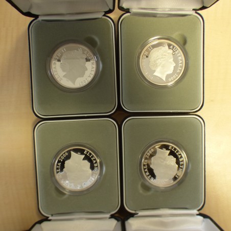 4 coins Australia 5$ 2006/2007 150 years PROOF silver 99.9% 4* 36.31g+Boxes+CoAs
