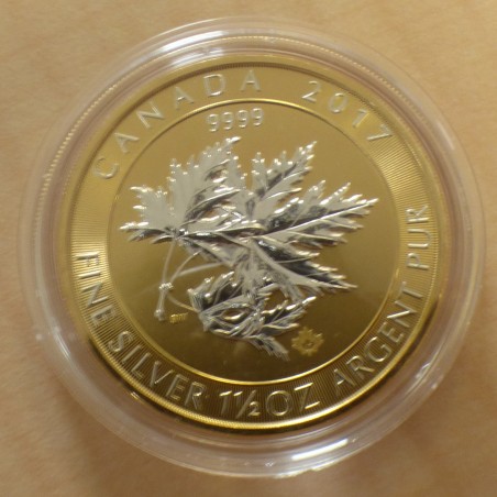 Canada 8$ Multi Leaf 2017 reverse doré en argent 99.99% 1.5 oz